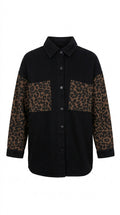 Animal Print Black Denim Jacket