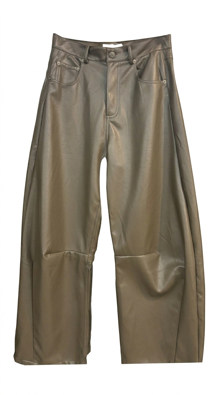Wet Look Barrel Jeans