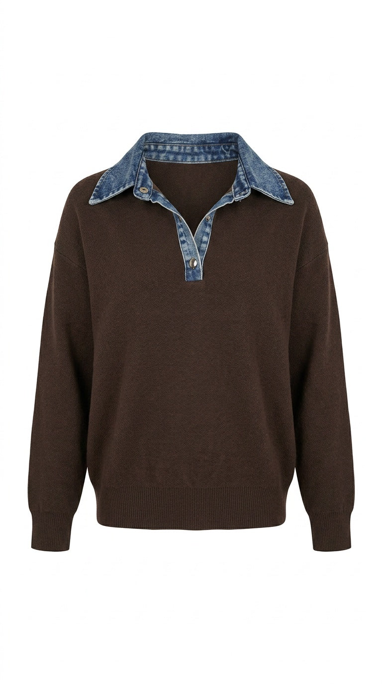 Denim Collar Knit